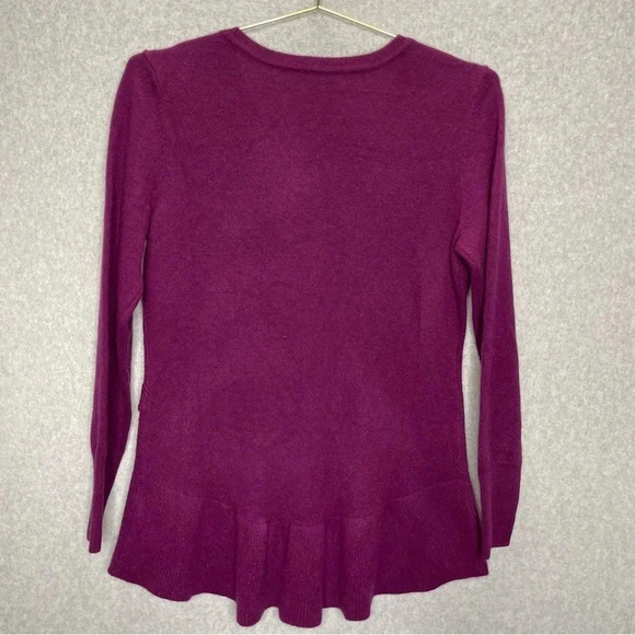 NWOT Isaac Mizrahi Live Purple Cashmere Ruffle Sweater - Picture 7 of 7